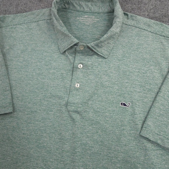 Vineyard Vines On The Go Sankaty Polo Mens 3XB Green Striped Performance Golf - Picture 1 of 8